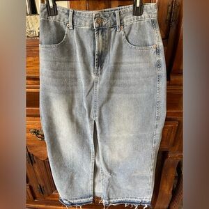 AG Adriano Goldschmied Light Blue Denim Skirt with Front Slit